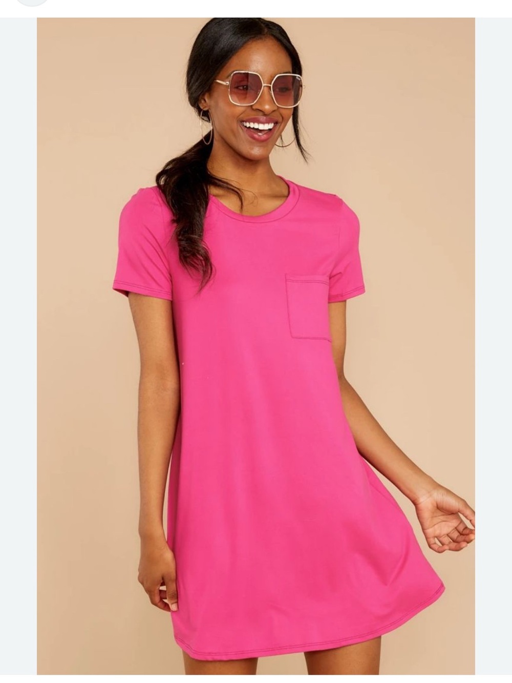 Abela Story + Co Short Sleeve T Shirt Dress XL Crewneck Pocket Tee Cotton pink